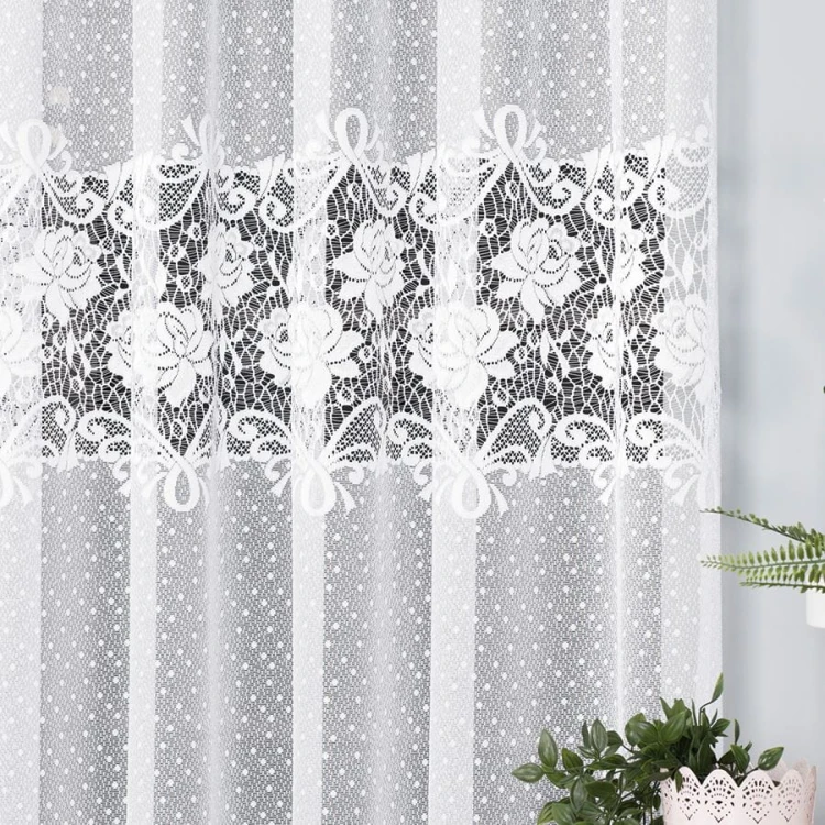 Firanka żakardowa ze wzorem pasowym, wysokość 230cm, kolor 001 biały 017480/000/001/000230/1