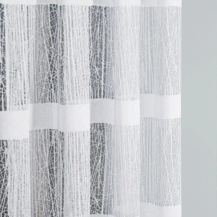 Firanka żakardowa ze wzorem pasowym, wysokość 130cm, kolor 001 biały 018352/000/001/000130/1