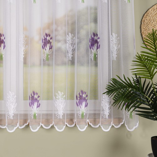 Firanka żakardowa drukowana ze wzorem po całości, wysokość 170cm, kolor biały