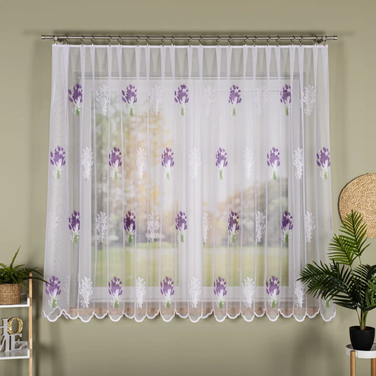 Firanka żakardowa drukowana ze wzorem po całości, wysokość 170cm, kolor biały