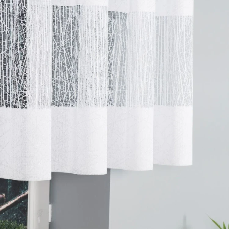 Firanka żakardowa ze wzorem pasowym, wysokość 130cm, kolor 001 biały 018352/000/001/000130/1