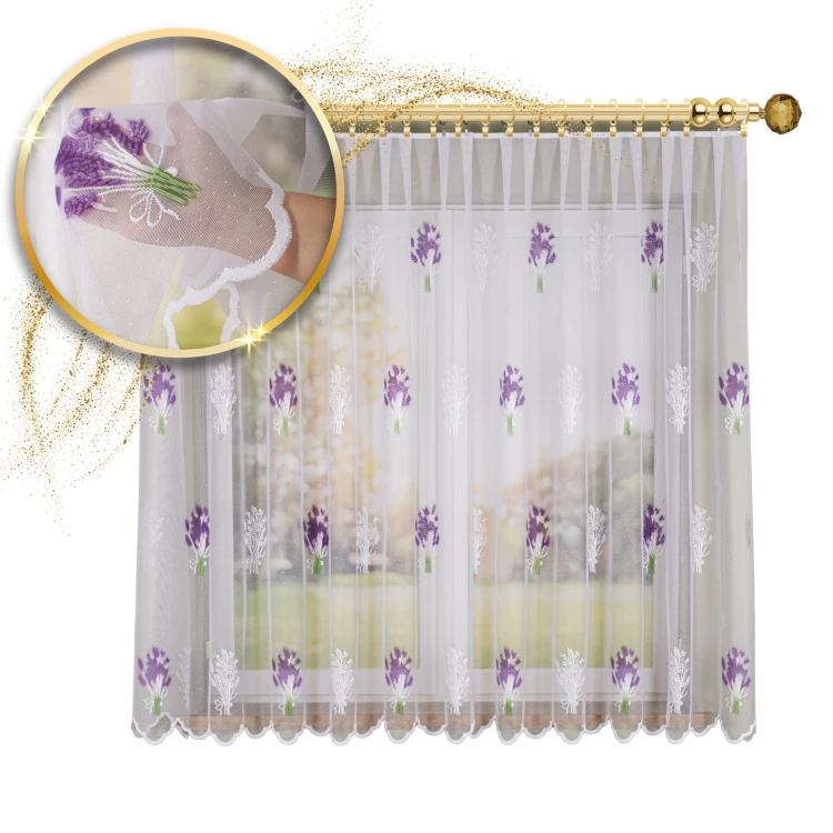 Firanka żakardowa drukowana ze wzorem po całości, wysokość 170cm, kolor biały