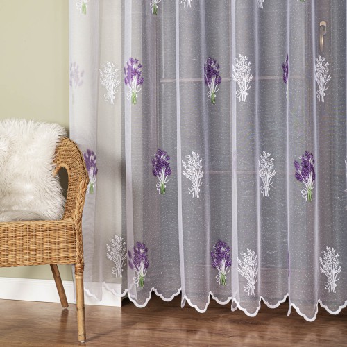 Firanka żakardowa drukowana ze wzorem po całości, wysokość 250cm, kolor biały