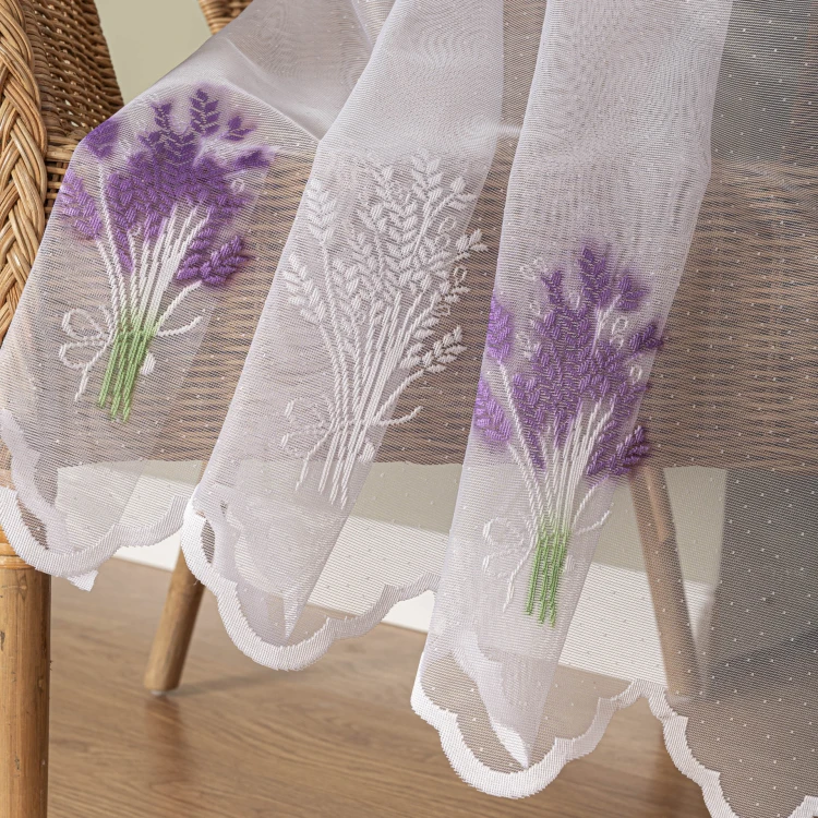 Firanka żakardowa drukowana ze wzorem po całości, wysokość 250cm, kolor biały