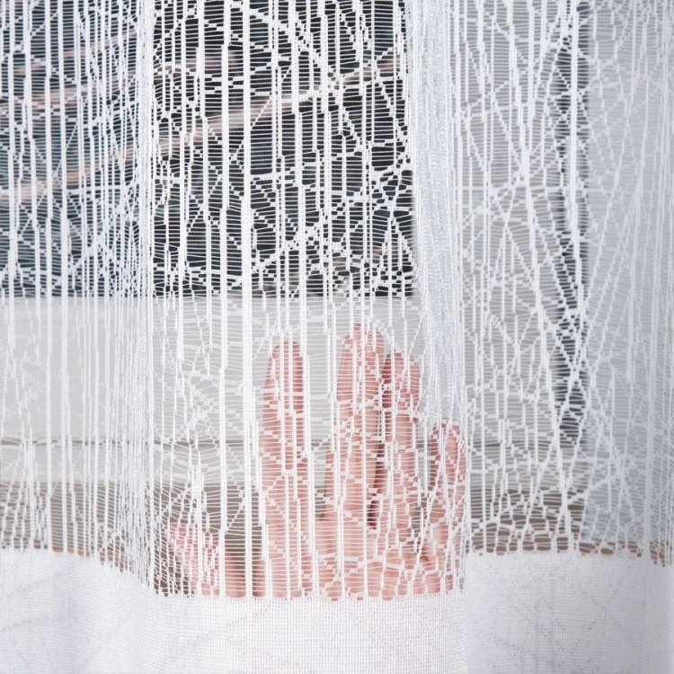 Firanka żakardowa ze wzorem pasowym, wysokość 130cm, kolor 001 biały 018352/000/001/000130/1