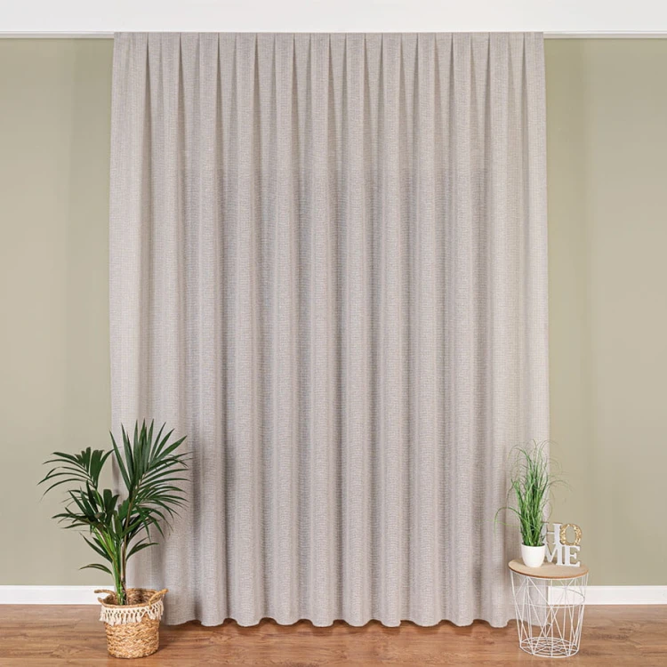 Firanka typu bukla z ołowianką, wysokość 300cm, kolor szarobeżowy