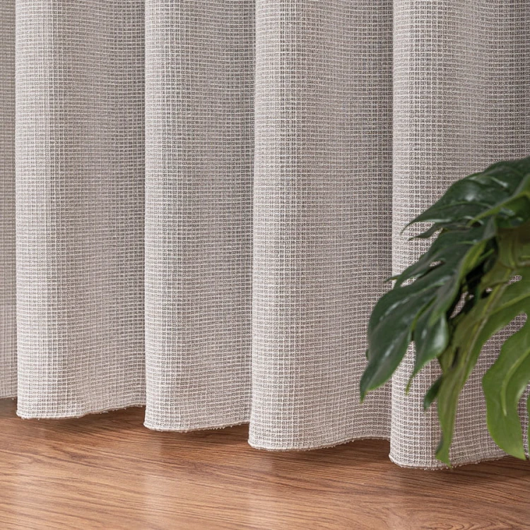 Firanka typu bukla z ołowianką, wysokość 300cm, kolor szarobeżowy