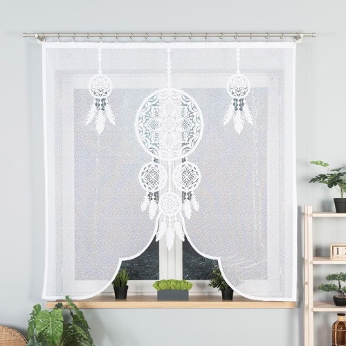 LEA Panel żakardowy gotowy, z motywem łapacza snów, szerokość 160 x wysokość 160, kolor biały