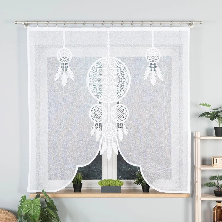 LEA Panel żakardowy gotowy, z motywem łapacza snów, szerokość 160 x wysokość 160, kolor biały