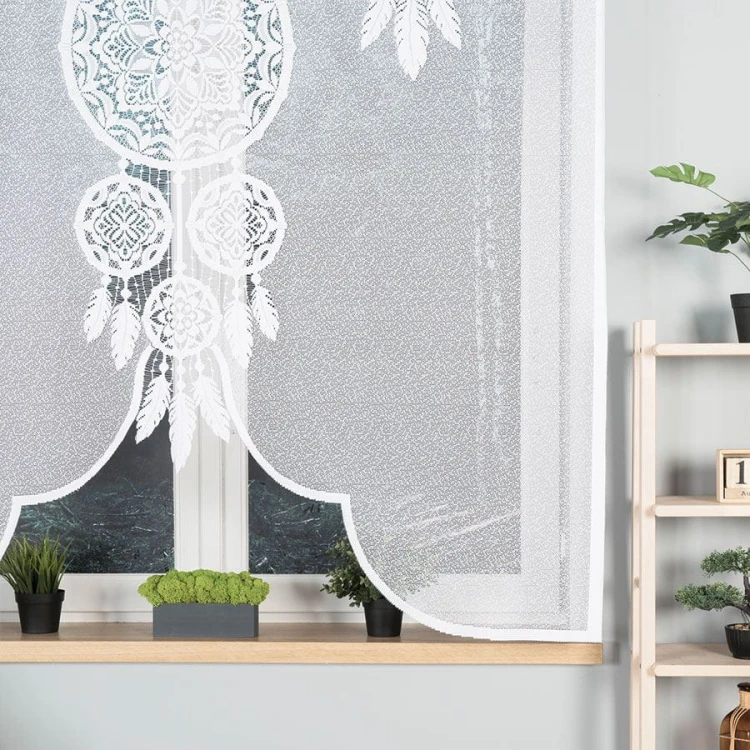 LEA Panel żakardowy gotowy, z motywem łapacza snów, szerokość 160 x wysokość 160, kolor biały