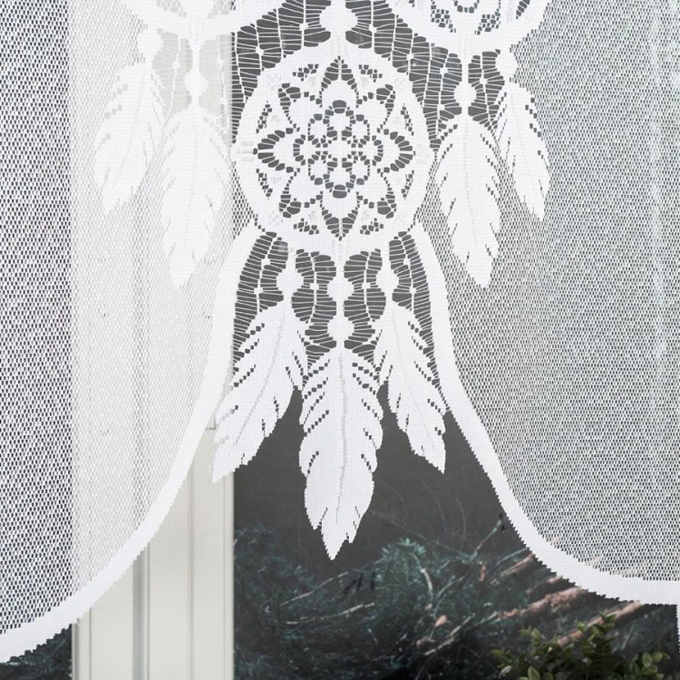 LEA Panel żakardowy gotowy, z motywem łapacza snów, szerokość 160 x wysokość 160, kolor biały