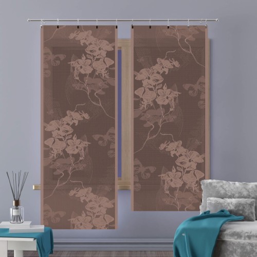 Firanka żakardowa panelowa, szerokość panelu 65cm, kolor brązowy