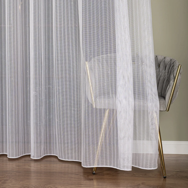 Firanka fantazyja z cekinami i z ołowianką, wysokość 300cm, kolor biały