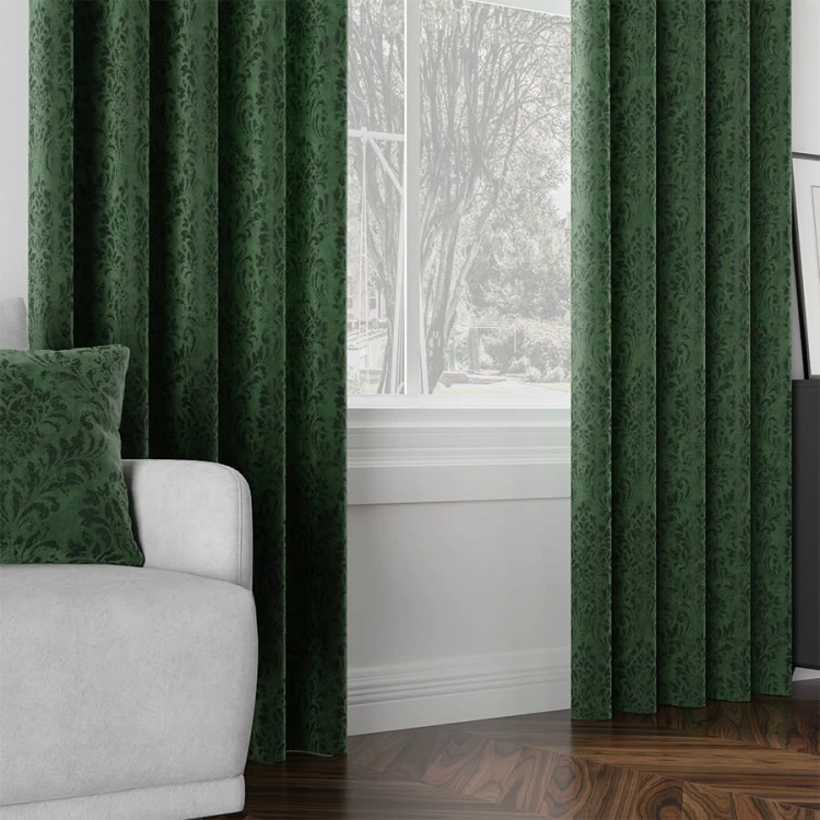 MADELINE Tkanina dekoracyjna, wysokość 300cm, kolorciemny zielony