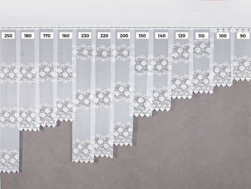 Firanka żakardowa ze wzorem pasowym, wysokość 140cm, kolor 001 biały 017480/000/001/000140/1