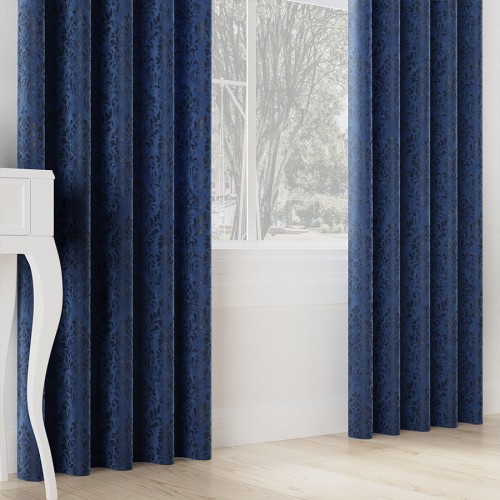 MADELINE Tkanina dekoracyjna, wysokość 300cm, kolor ciemny niebieski