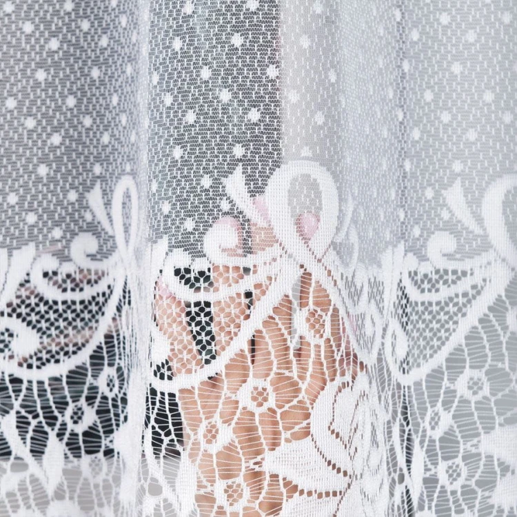 Firanka żakardowa ze wzorem pasowym, wysokość 140cm, kolor 001 biały 017480/000/001/000140/1