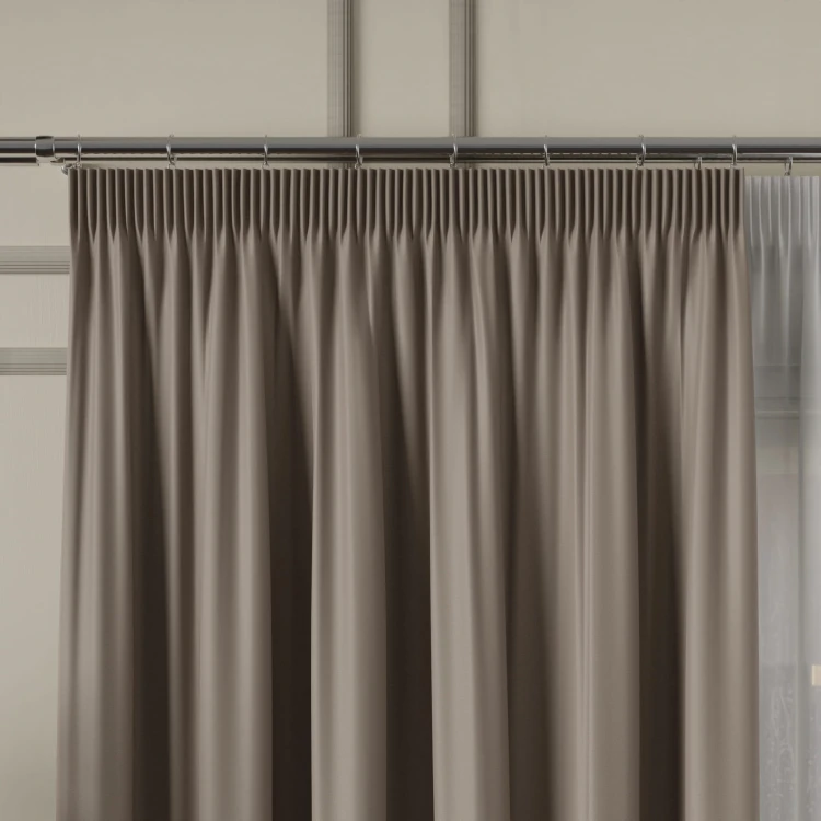 GRETA Tkanina dekoracyjna typu blackout, wysokość 320cm, kolor brązowy