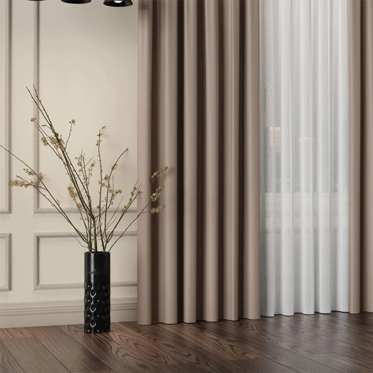 GRETA Tkanina dekoracyjna typu blackout, wysokość 320cm, kolor brązowy