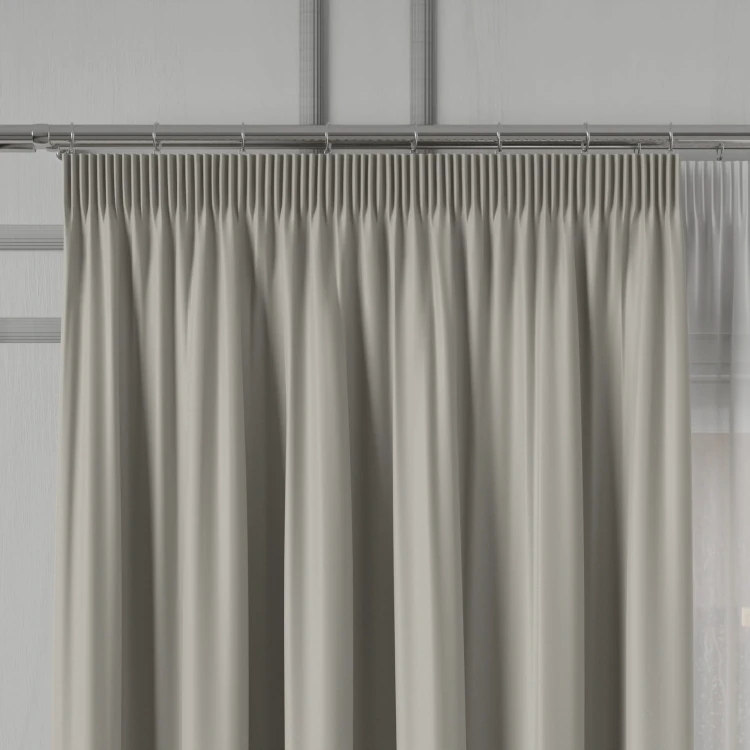 GRETA Tkanina dekoracyjna typu blackout, wysokość 320cm, kolor beżowo szary