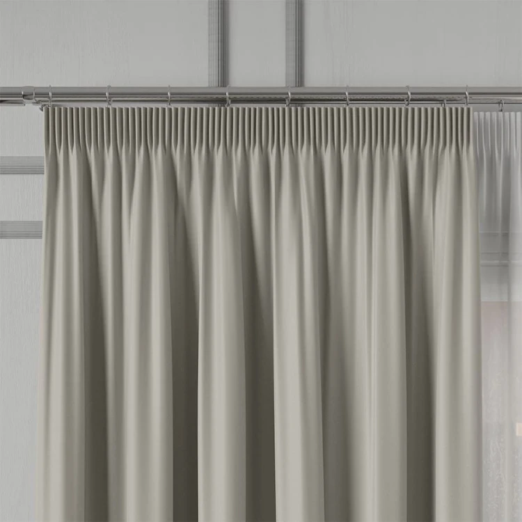 GRETA Tkanina dekoracyjna typu blackout, wysokość 320cm, kolor beżowo szary