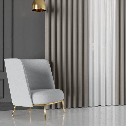 GRETA Tkanina dekoracyjna typu blackout, wysokość 320cm, kolor ciemny beżowo szary