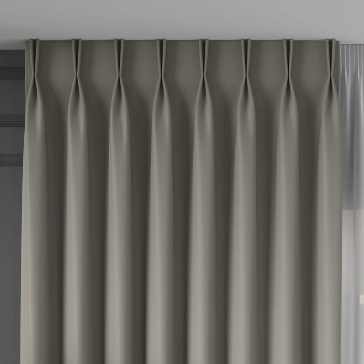 GRETA Tkanina dekoracyjna typu blackout, wysokość 320cm, kolor ciemny beżowo szary