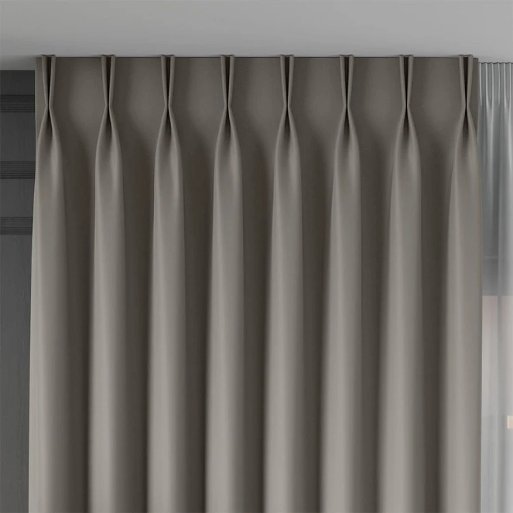 GRETA Tkanina dekoracyjna typu blackout, wysokość 320cm, kolor ciemny beżowo szary