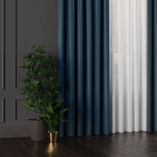 GRETA Tkanina dekoracyjna typu blackout, wysokość 320cm, kolor granatowy