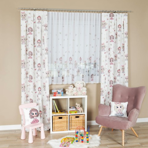 PRINCESS Firanka z ołowianką WOAL, wysokość 157cm, kolor 001 różowy D00086/WOP/001/000157/1