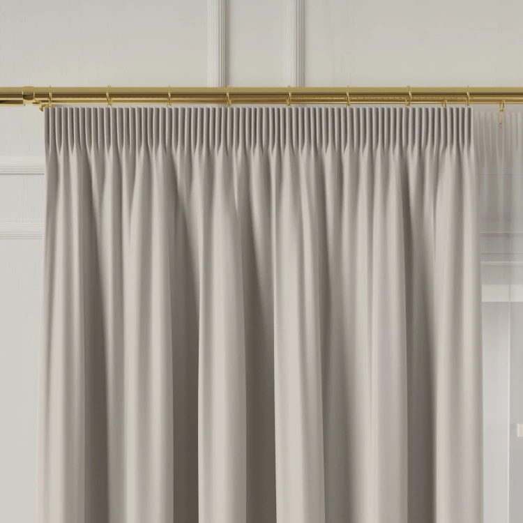 GRETA Tkanina dekoracyjna typu blackout, wysokość 320cm, kolor jasny beżowo szary