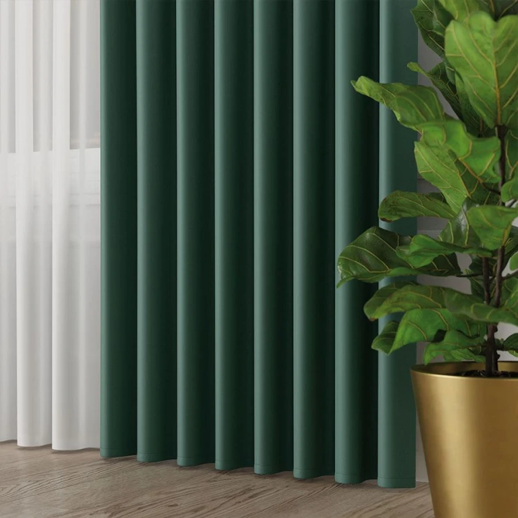 GRETA Tkanina dekoracyjna typu blackout, wysokość 320cm, kolor butelkowy zielony