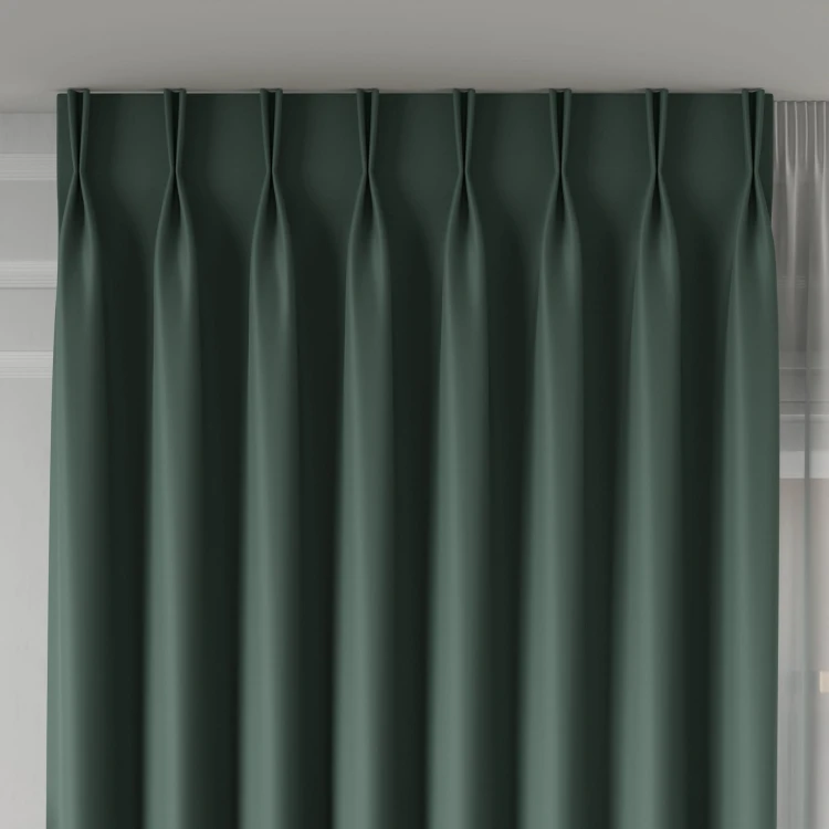 GRETA Tkanina dekoracyjna typu blackout, wysokość 320cm, kolor butelkowy zielony