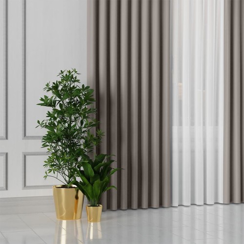 GRETA Tkanina dekoracyjna typu blackout, wysokość 320cm, kolor chłodny szary