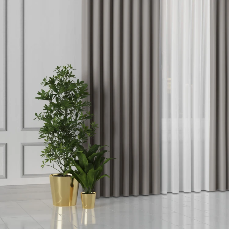 GRETA Tkanina dekoracyjna typu blackout, wysokość 320cm, kolor chłodny szary