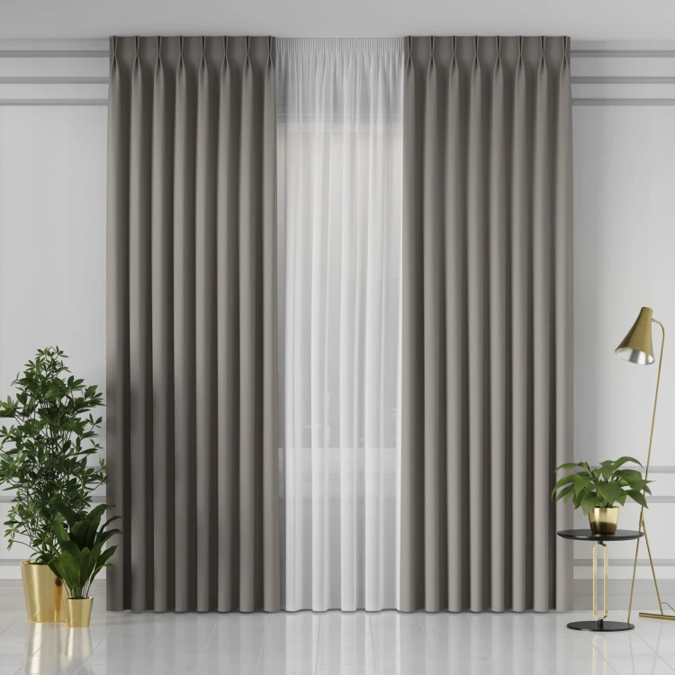 GRETA Tkanina dekoracyjna typu blackout, wysokość 320cm, kolor chłodny szary