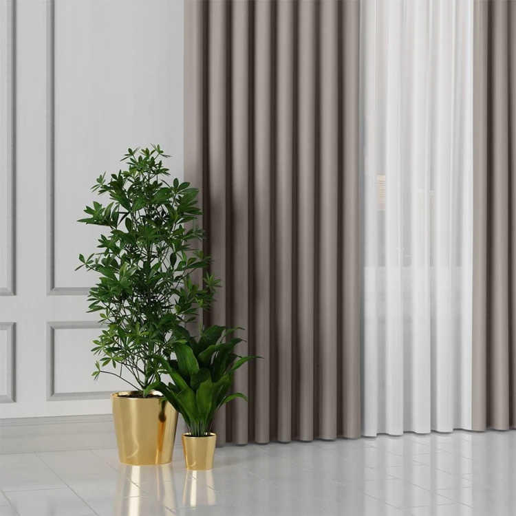 GRETA Tkanina dekoracyjna typu blackout, wysokość 320cm, kolor chłodny szary