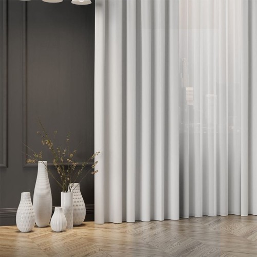 GRETA Tkanina dekoracyjna typu blackout, wysokość 320cm, kolor jasny szary