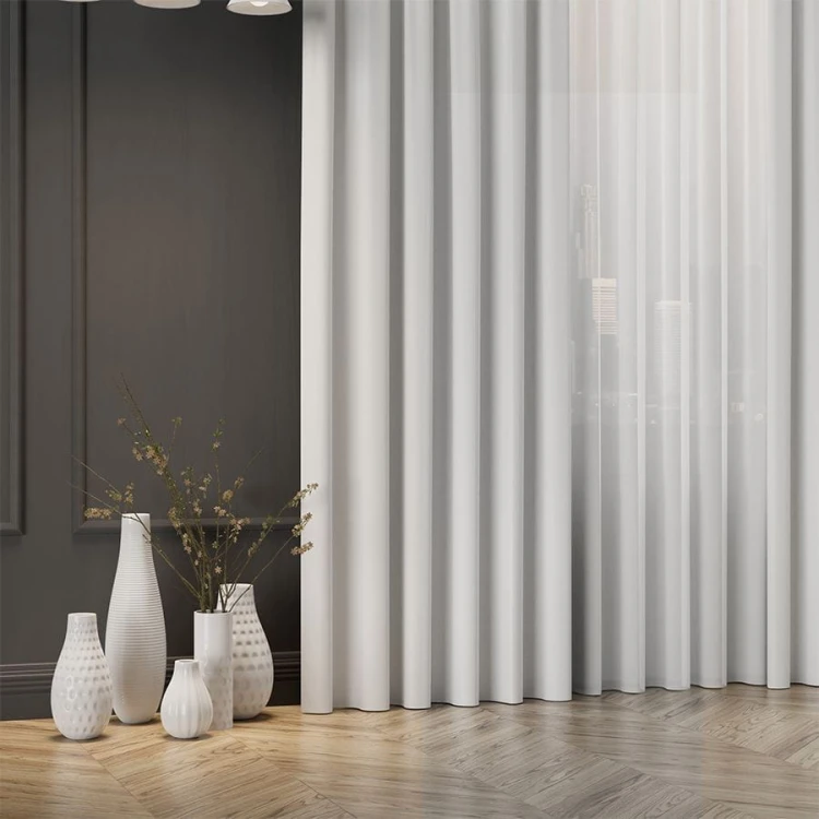 GRETA Tkanina dekoracyjna typu blackout, wysokość 320cm, kolor jasny szary