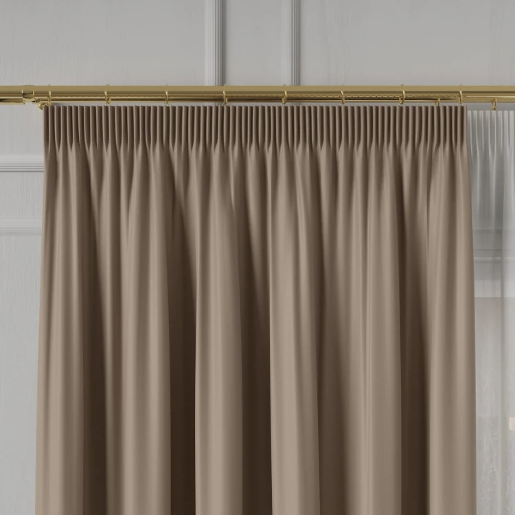 GRETA Tkanina dekoracyjna typu blackout, wysokość 320cm, kolor jasny brązowy