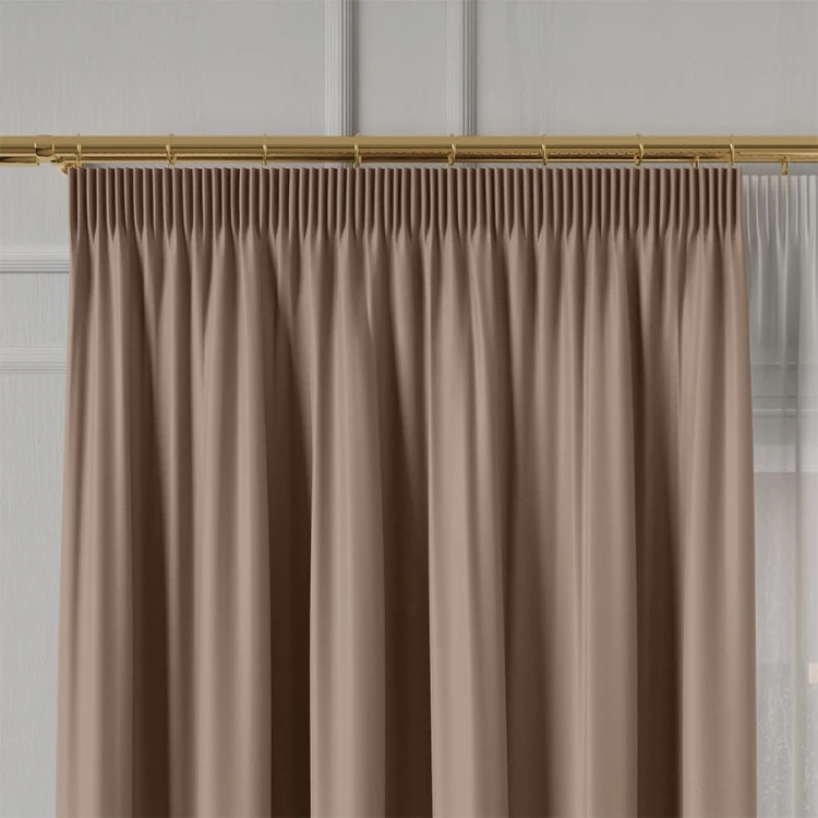 GRETA Tkanina dekoracyjna typu blackout, wysokość 320cm, kolor jasny brązowy