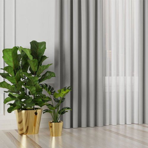 GRETA Tkanina dekoracyjna typu blackout, wysokość 320cm, kolor  szary