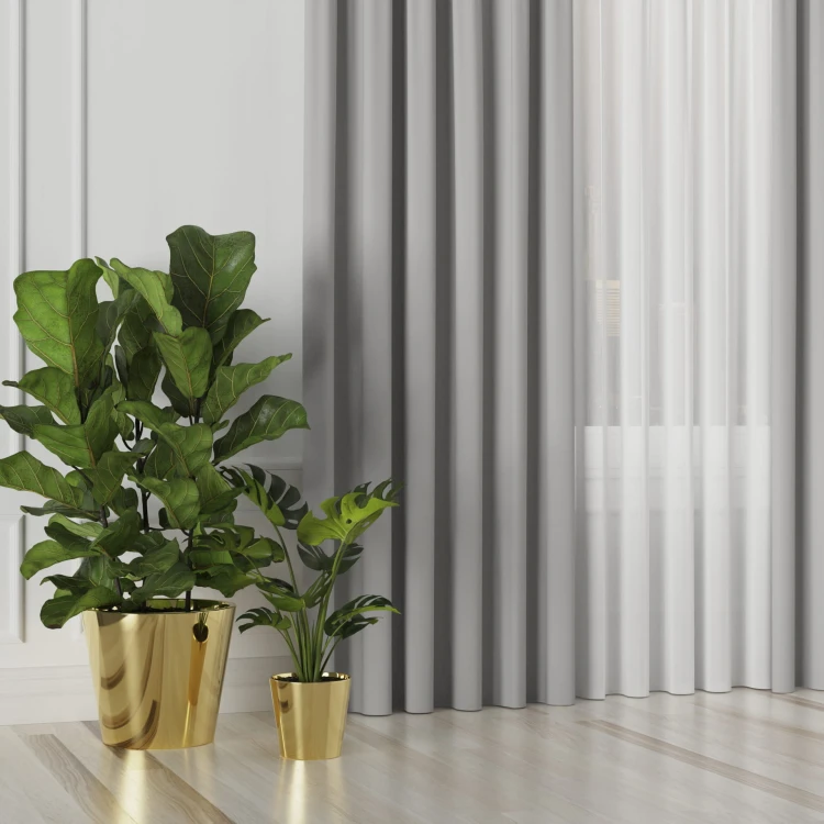 GRETA Tkanina dekoracyjna typu blackout, wysokość 320cm, kolor  szary