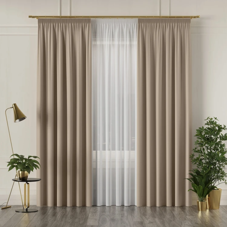 GRETA Tkanina dekoracyjna typu blackout, wysokość 320cm, kolor beżowy