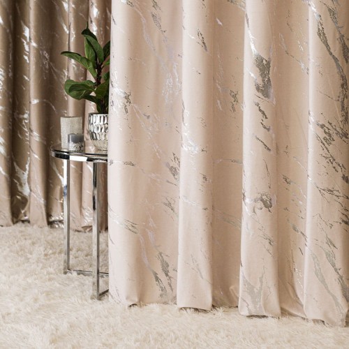 MARMA Tkanina dekoracyjna, wysokość 300cm, kolor  kremowy ze srebrnym nadrukiem