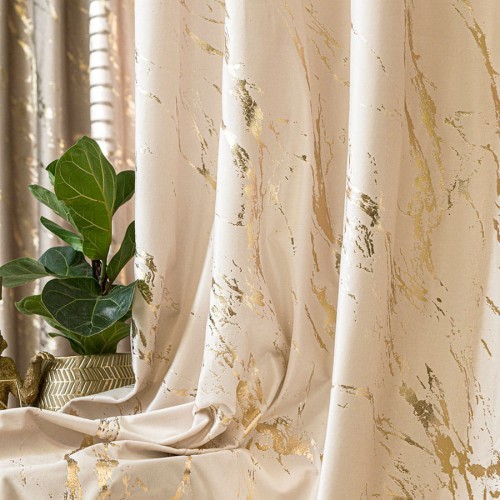 MARMA Tkanina dekoracyjna, wysokość 300cm, kolor kremowy ze złotym nadrukiem