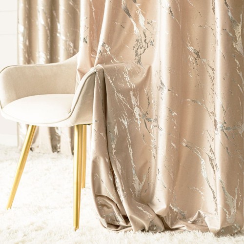 MARMA Tkanina dekoracyjna, wysokość 300cm, kolor jasny beżowy ze srebrnym nadrukiem