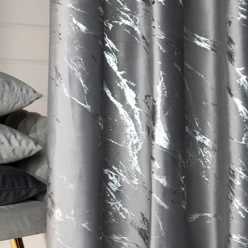MARMA Tkanina dekoracyjna, wysokość 300cm, kolor jasny szary ze srebrnym nadrukiem
