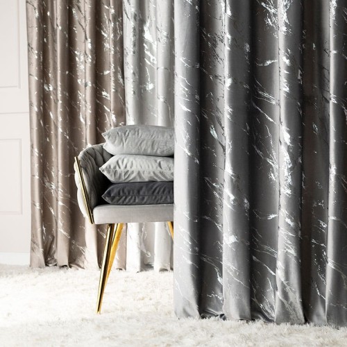 MARMA Tkanina dekoracyjna, wysokość 300cm, kolor jasny szary ze srebrnym nadrukiem