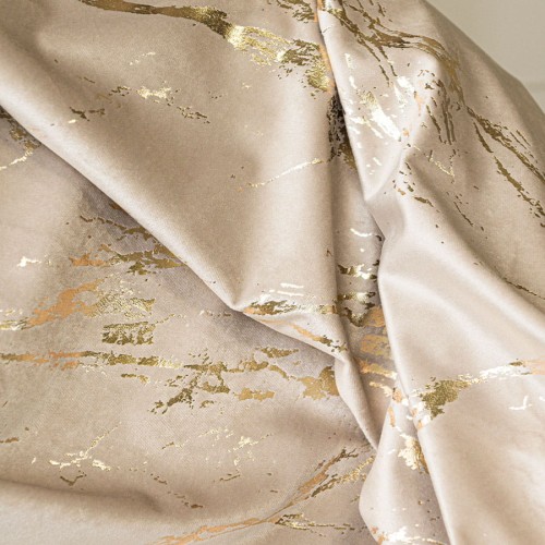 MARMA Tkanina dekoracyjna, wysokość 300cm, kolor ciemny kremowy ze złotym nadrukiem